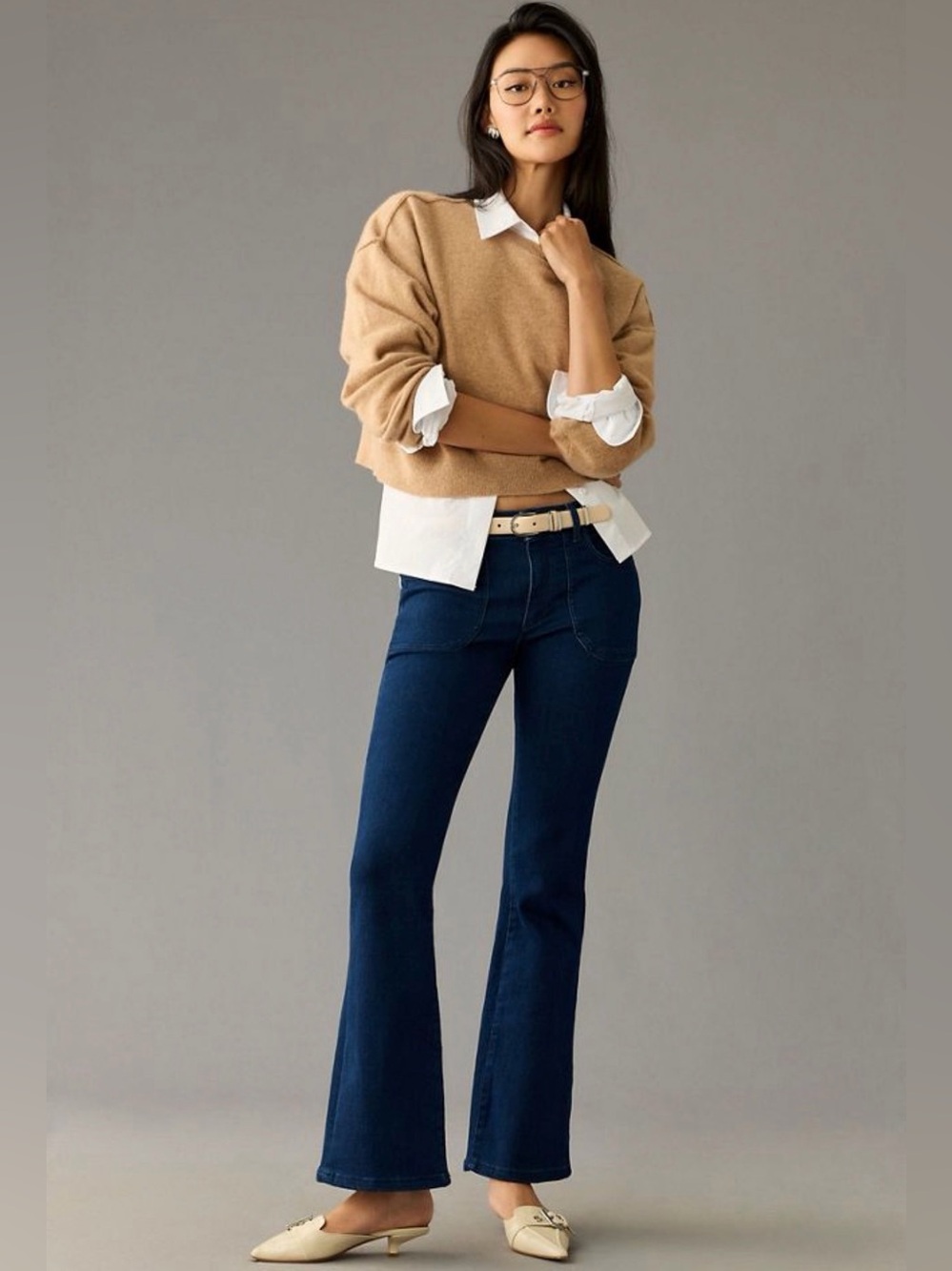 Anthropologie Icon Low Rise Flare Jeans 26 Pilcro Dark Wash Blue Cotton NWOT